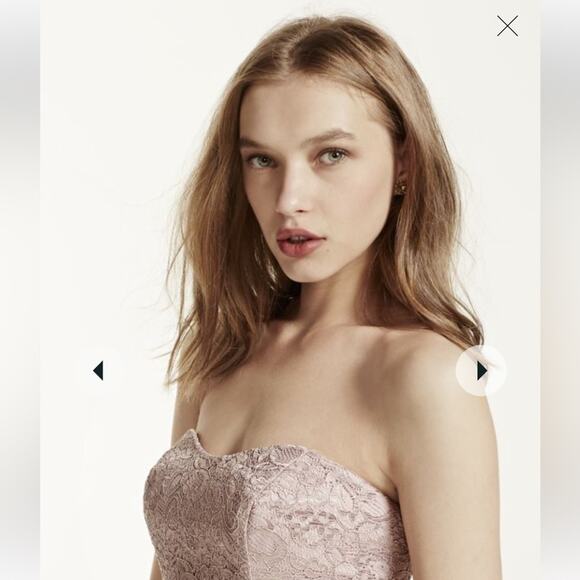 NWT David's Bridal Short Popover Lace Petal Pink Bridesmaid Dress Sz 4 - Picture 3 of 16